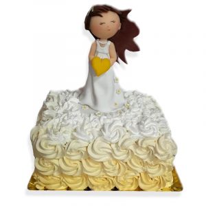 Torta de Comunión con rosetas de crema