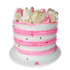 Drip cake en rosa y blanco
