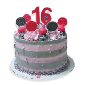 Torta 16 años rosa y gris