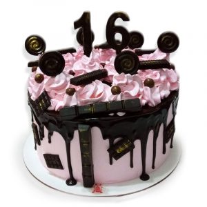torta en crema rosa y chocolate