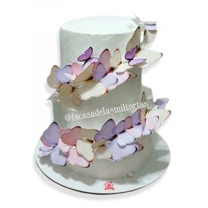torta mariposas dos pisos