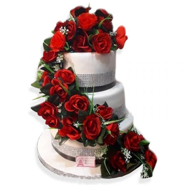 Torta con rosas rojas