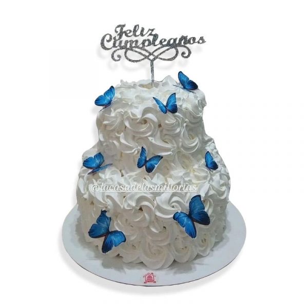Torta dos pisos mariposas