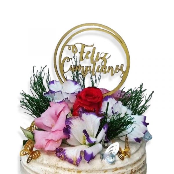 Torta con Ramo de Flores Naturales
